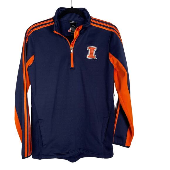 Adidas Youth XL Navy Blue University of Illinois Illini 1/4 Zip Fleece Pullover - Picture 1 of 8